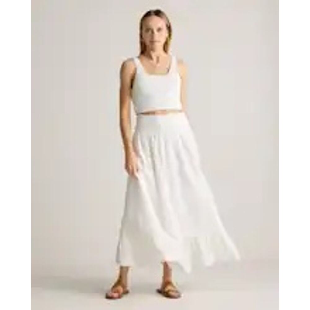 NWT Quince 100% Organic Cotton Gauze Smocked Maxi Skirt S